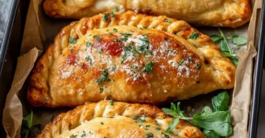 Delicious homemade Air Fryer Calzones ready to be served.