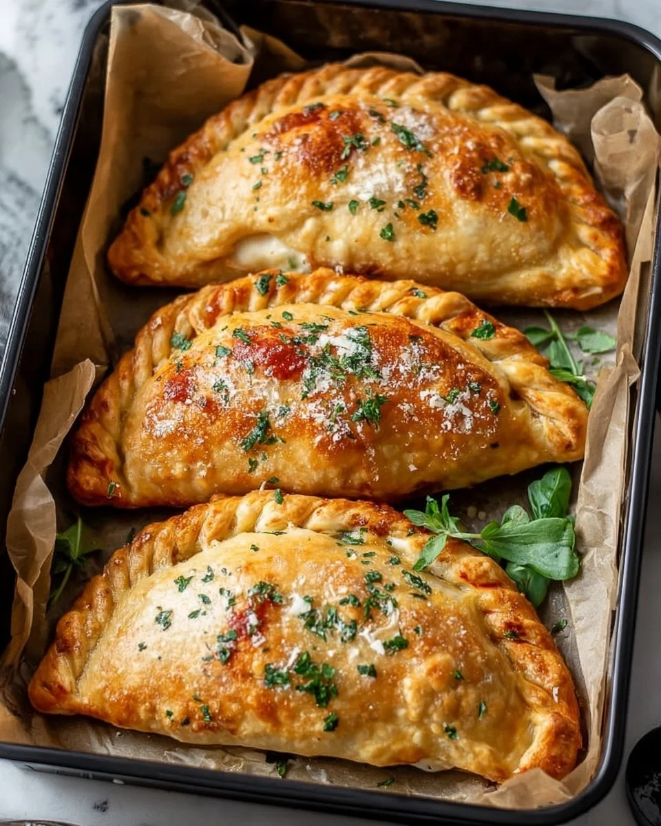 Delicious homemade Air Fryer Calzones ready to be served.
