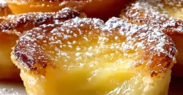 Delicious Baby Lemon Impossible Pies garnished with lemon slices