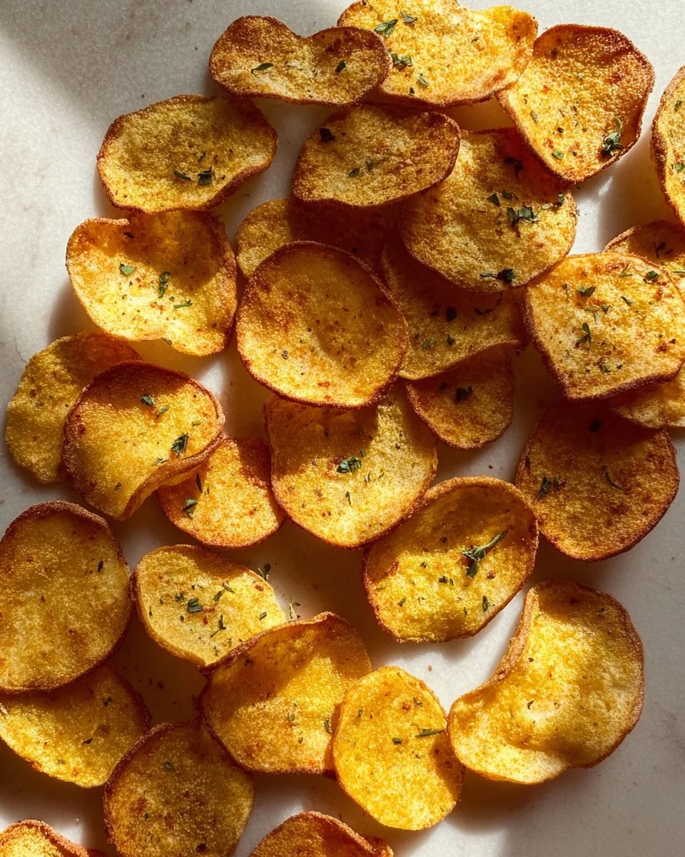 Baked chickpea chips served in a bowl on a wooden table