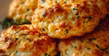 Homemade Breakfast Protein Biscuits on a wooden table.