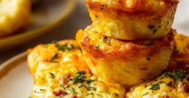 Cheesy muffin tin cottage cheese egg bites fresh out of the oven.