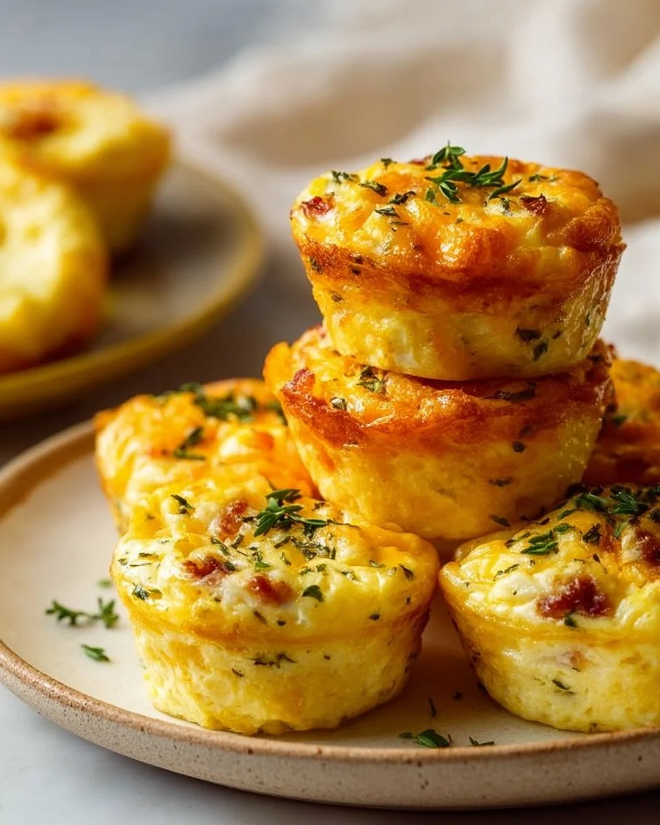 Cheesy muffin tin cottage cheese egg bites fresh out of the oven.