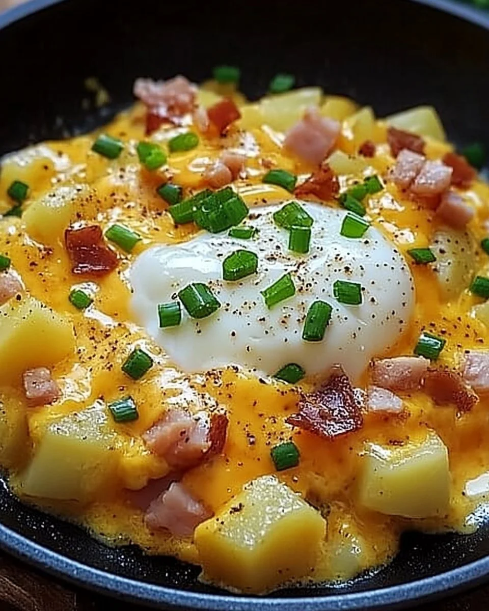 Cheesy Potato Egg Scramble