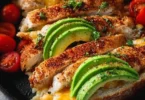 Delicious Chicken Avocado Melt sandwich with melted cheese and fresh avocado