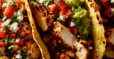 Delicious Chicken Street Tacos topped with fresh ingredients