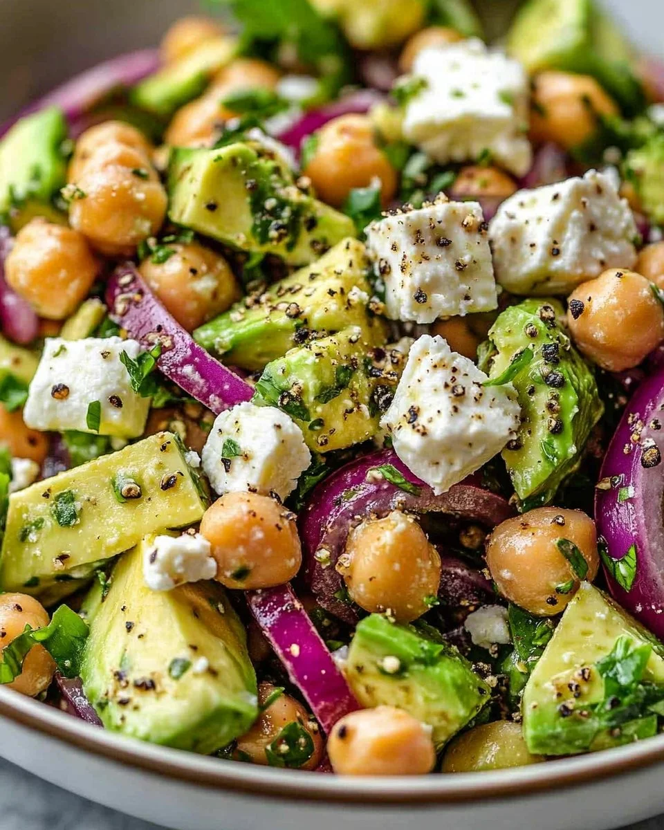 Chickpea Feta Avocado Salad