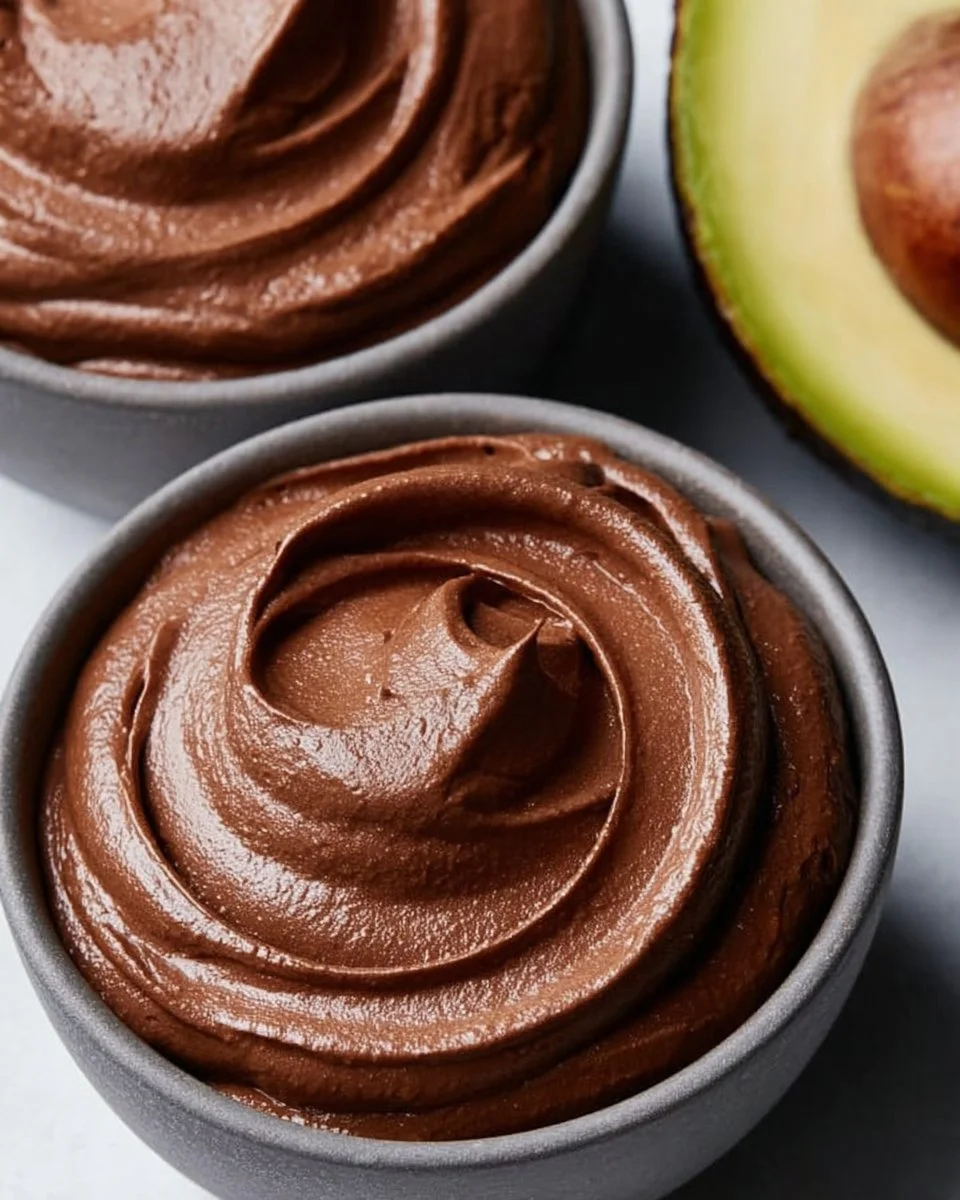Chocolate mousse made with avocado and banana for a creamy, healthy dessert