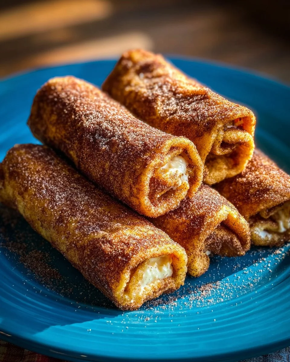 Delicious Cinnamon Sugar French Toast Roll-Ups plated and ready to eat