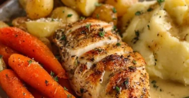 Creamy Herb Chicken served with roasted potatoes