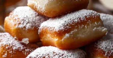 Freshly made vanilla beignets dusted with powdered sugar