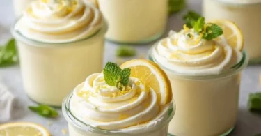 Delicious and creamy easy lemon mousse in a dessert cup