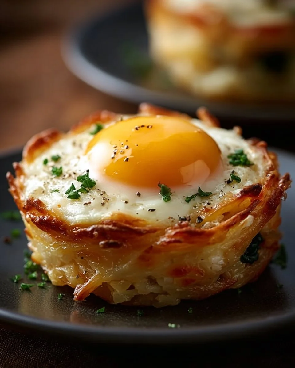 Plate of Eggs Napoleon featuring poached eggs, ham, and hollandaise sauce