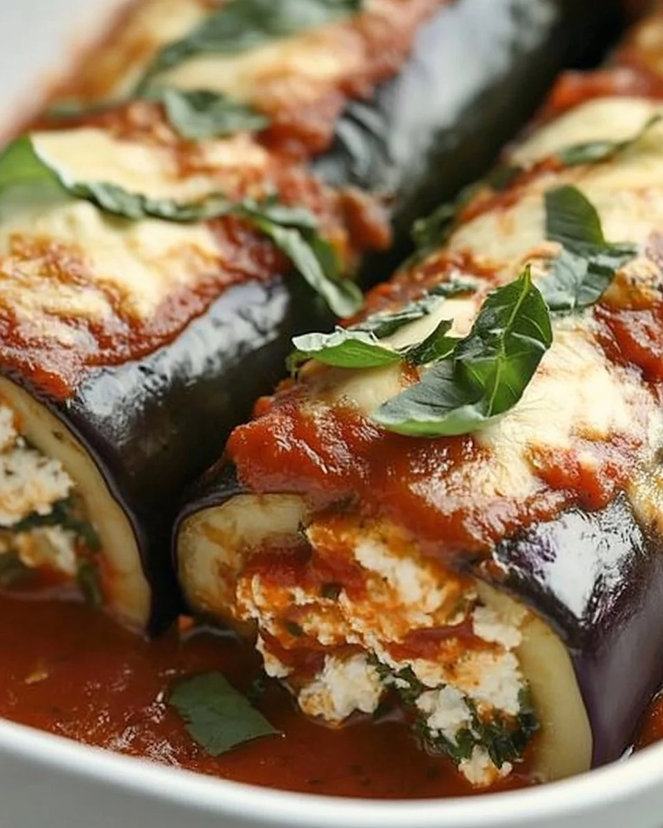 Fluffy Eggplant Rollatini Bake