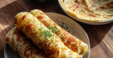 Homemade garlic flatbread made with liquid batter, no kneading required.