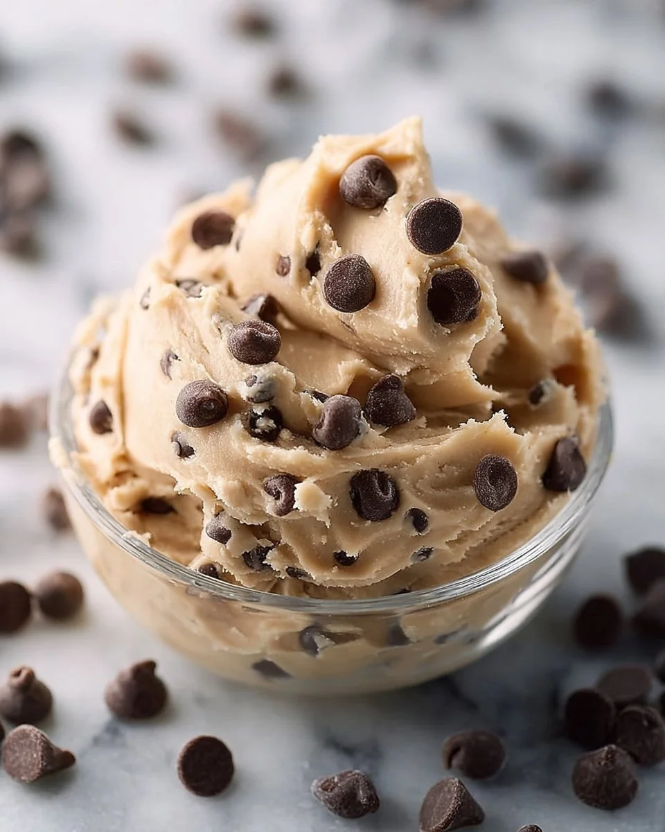 Healthy Greek yogurt cookie dough in a bowl ready to be enjoyed