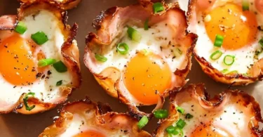 Delicious ham and cheese egg cups baked in muffin tins