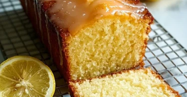 Healthy Greek Yogurt Lemon Loaf Cake with a delicious lemon glaze