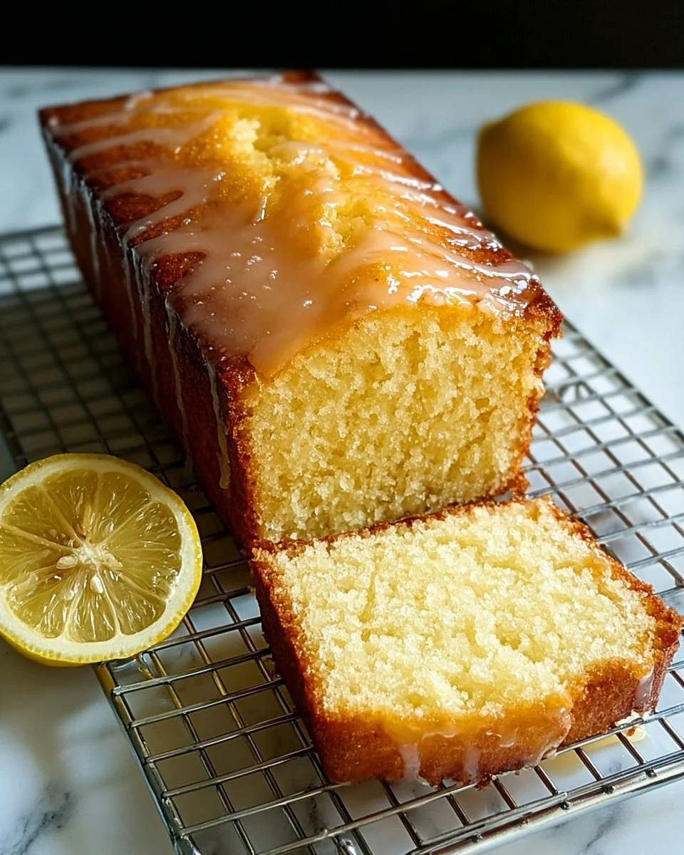 Healthy Greek Yogurt Lemon Loaf Cake with a delicious lemon glaze