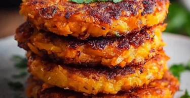 Crispy healthy sweet potato hash browns served on a plate