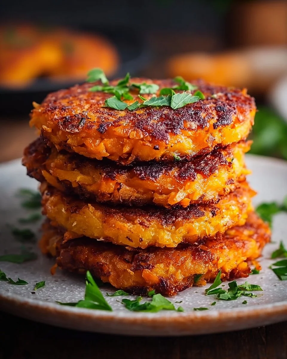 Crispy healthy sweet potato hash browns served on a plate
