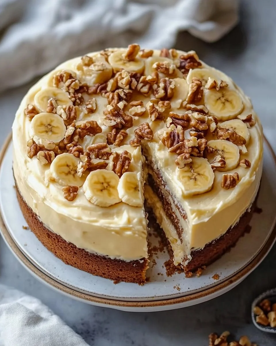 Heavenly Banana Walnut Cream Cake