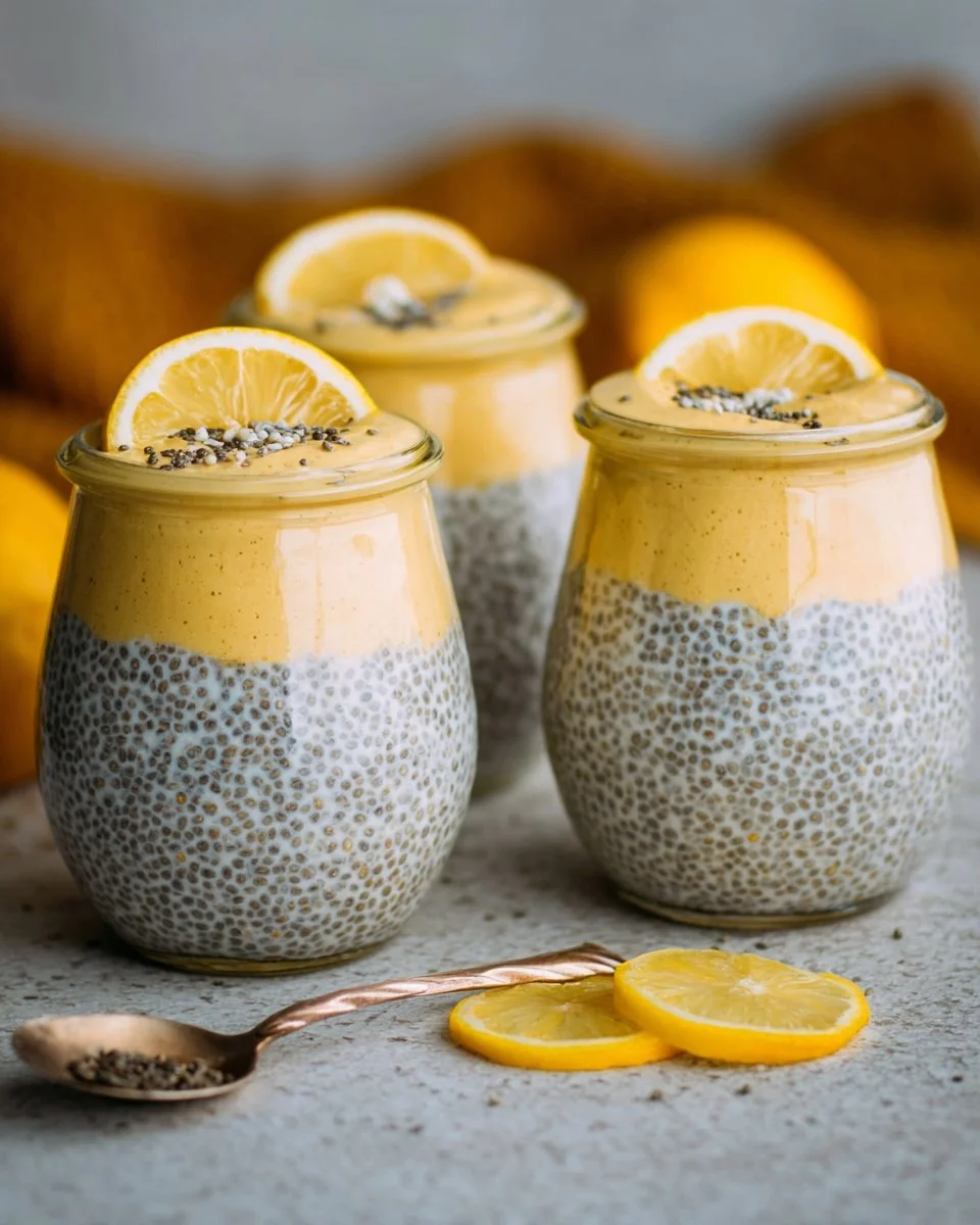 Creamy Lemon Cream Chia Pudding made with Oat Milk in a bowl