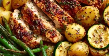 Lemon garlic chicken meal prep with vegetables in meal containers