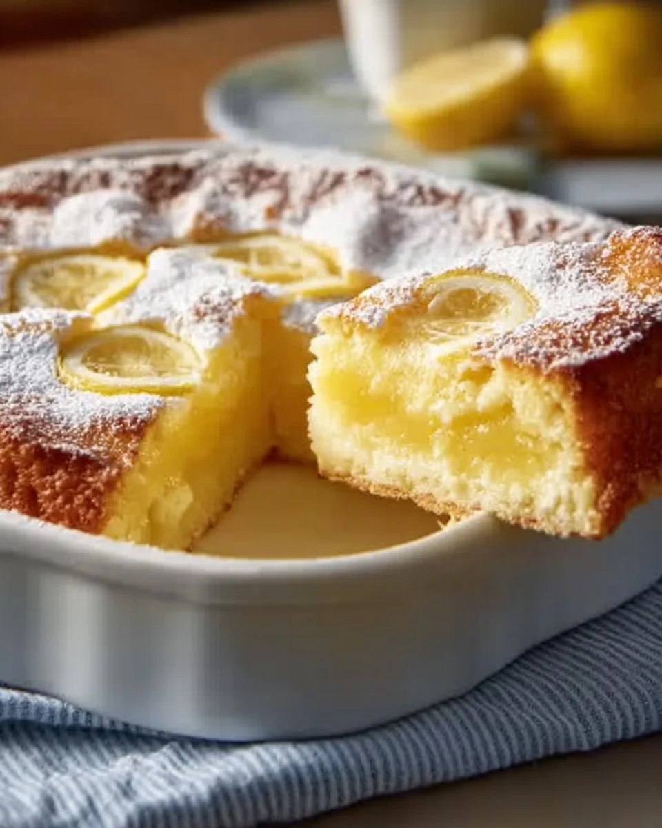 One-bowl lemon cake topped with lemon glaze and fresh berries