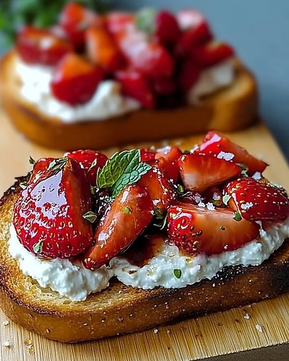 Roasted Strawberry Whipped Ricotta Toast