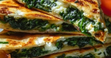 Delicious spinach and feta quesadillas served with a side of salsa