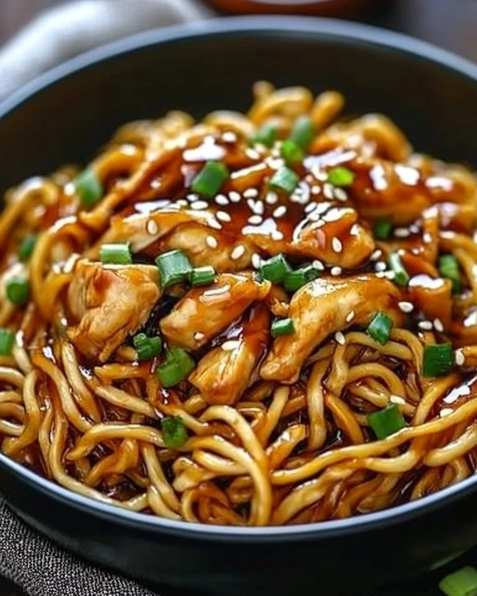 Sticky Garlic Chicken Noodles