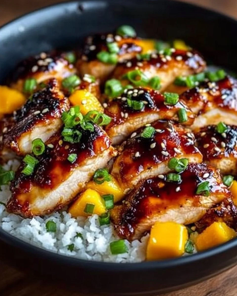 Sweet & Savory Asian Mango Glazed Chicken Twists