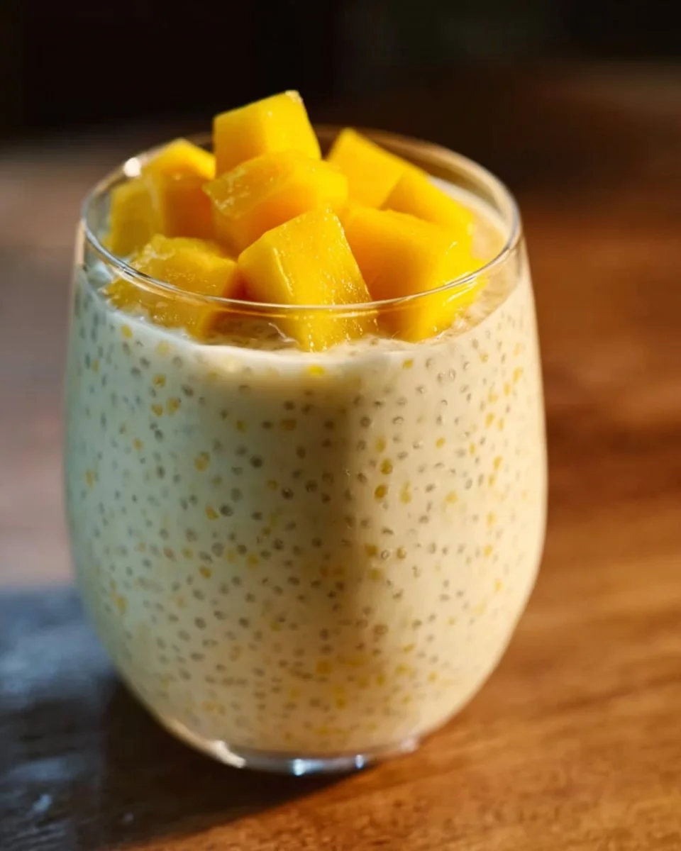 Delicious and creamy mango sago dessert with four simple ingredients