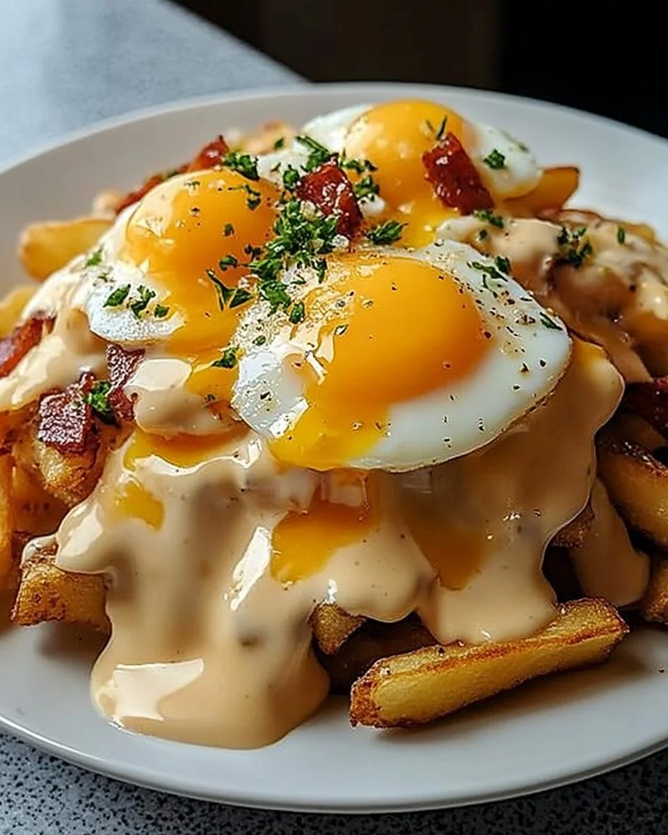 Ultimate Breakfast Poutine with Creamy Hollandaise Sauce