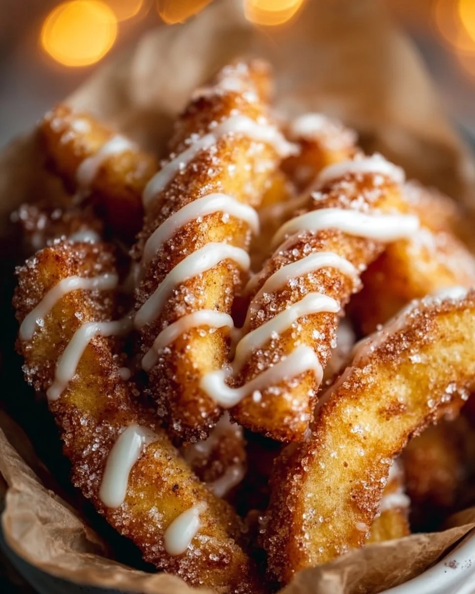 A plate of crispy air fryer apple fries served with a dip