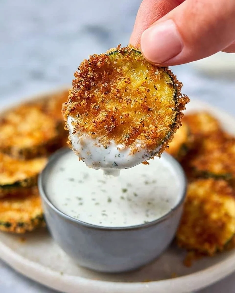 Bowl of crispy air fryer zucchini chips ready to serve