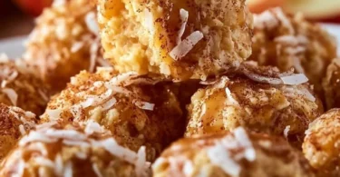 Cinnamon Apple Cottage Cheese Bites snack on a plate with cinnamon and apple slices