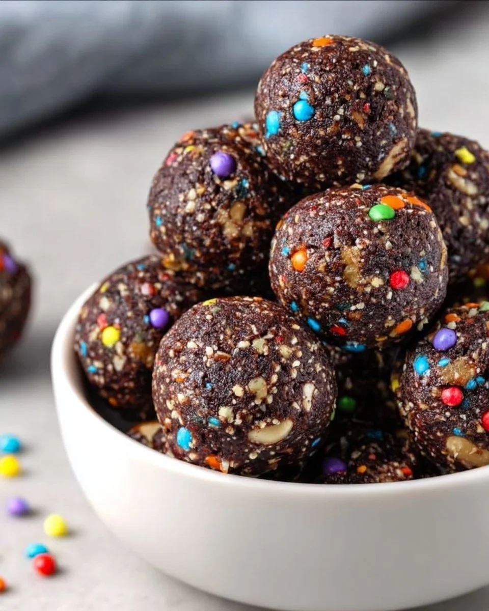 Homemade Cosmic Brownie Bites with colorful sprinkles on top