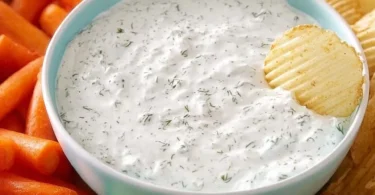 Creamy Cottage Cheese Ranch Dip served in a bowl with fresh vegetables