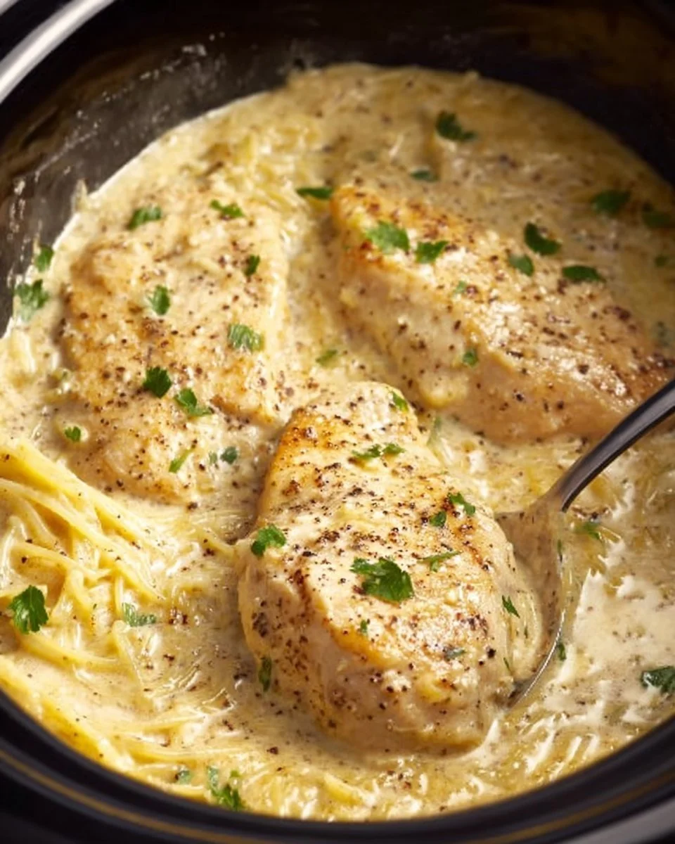 Crock Pot Angel Chicken dish served with herbs and spices