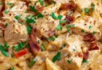 Crock Pot Creamy Cajun Chicken Pasta served in a bowl