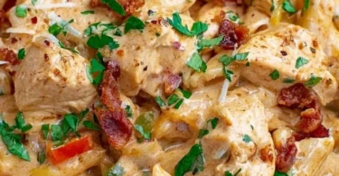 Crock Pot Creamy Cajun Chicken Pasta served in a bowl