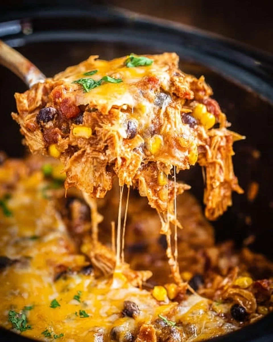 Crockpot Chicken Enchiladas Casserole