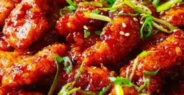 Delicious Dragon Chicken dish served with vibrant vegetables