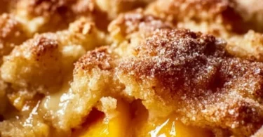 Delicious easy peach cobbler made with canned peaches