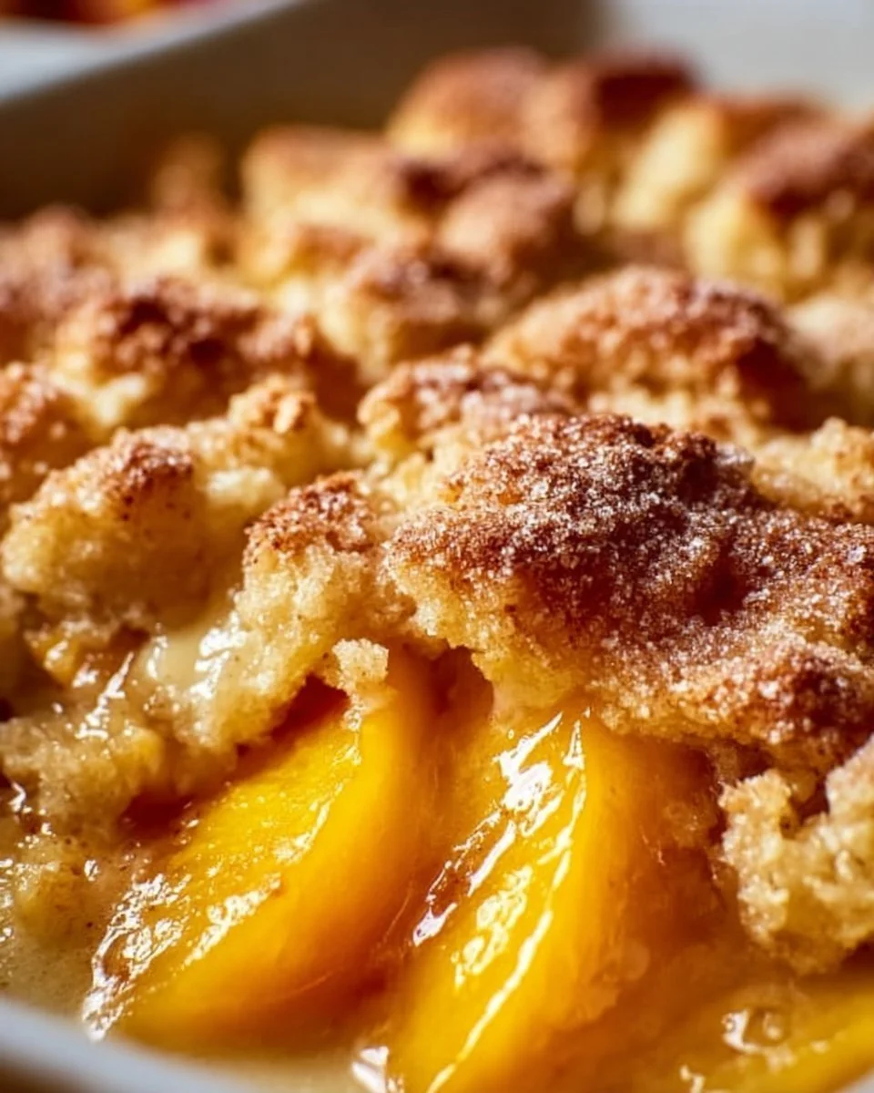 Delicious easy peach cobbler made with canned peaches