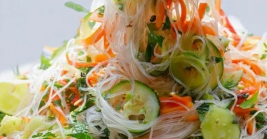 Fresh Vietnamese Noodle Salad with vibrant vegetables and herbs