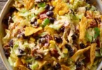 Frito Cowboy Cabbage dish topped with Fritos and fresh ingredients