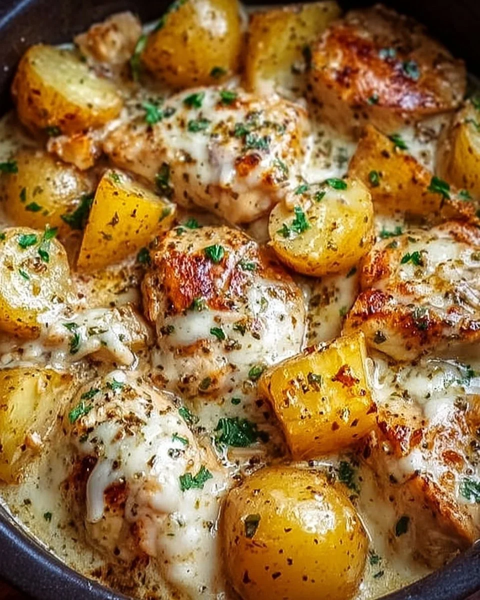 Garlic Parmesan Crockpot Chicken and Potatoes